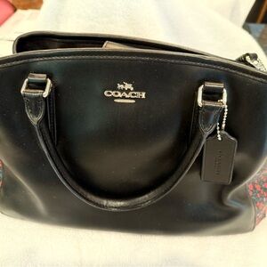 Coach Black Satchel with Silver Accents